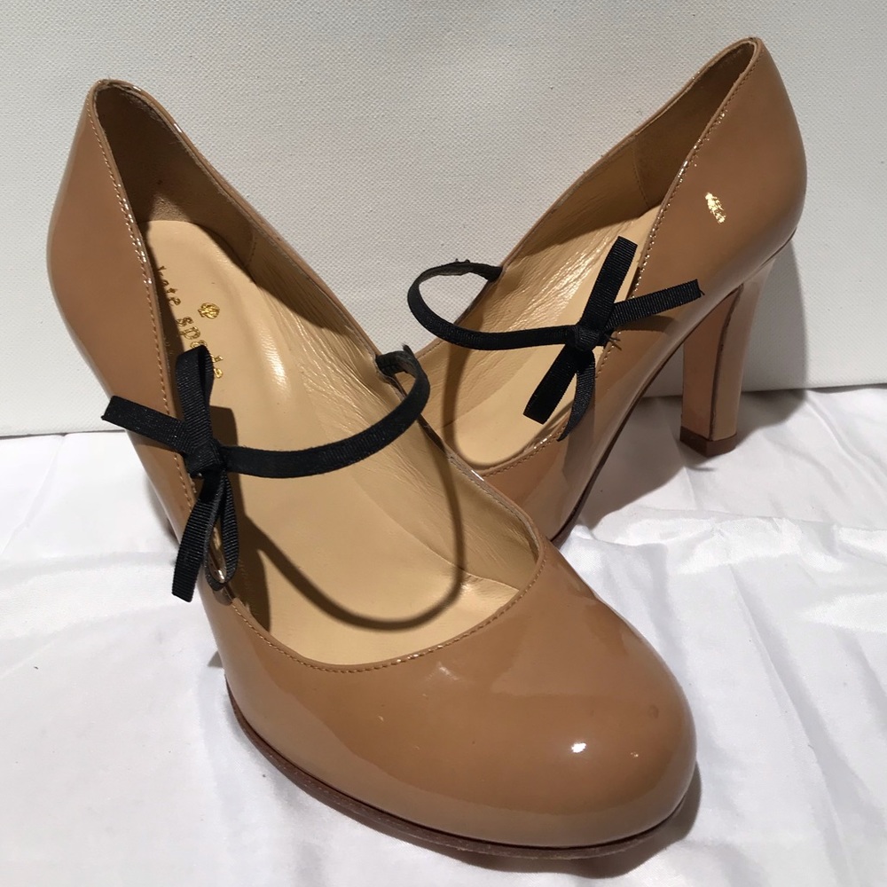 Kate spade tan pat n leather high heels sz 6